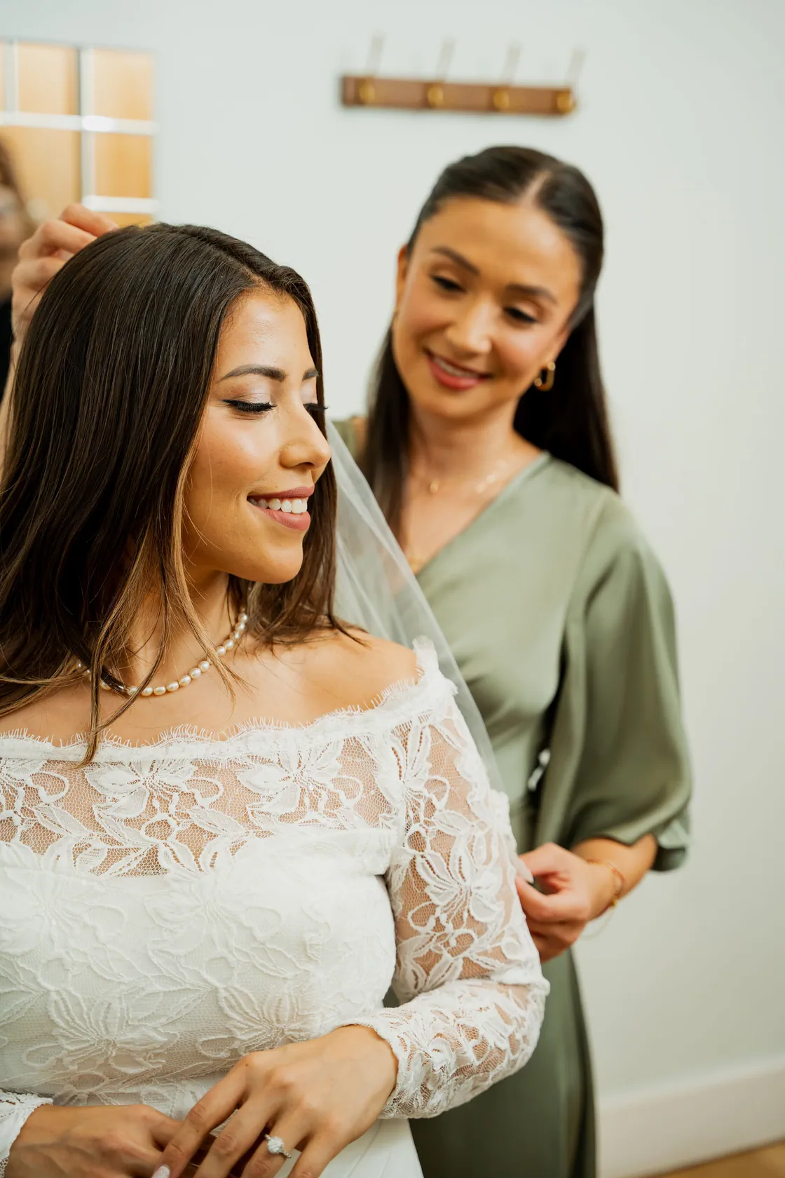 Karla preparing a bride for her wedding