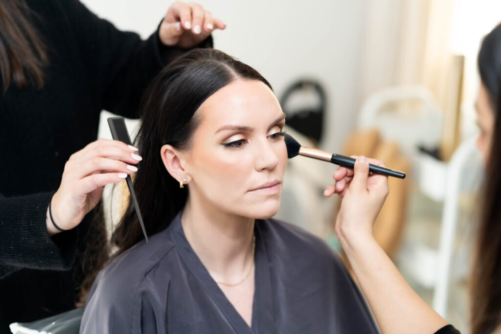Bridal makeup preparation by Karla